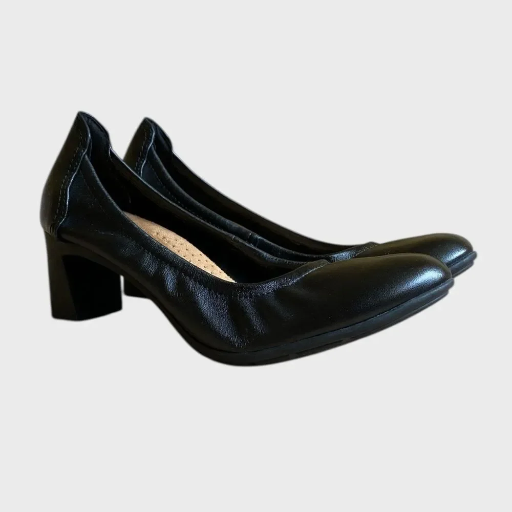 Clarks Neiley Pearl Women's Slip-On Pumps Heels Size 10 Black Leather Shoes